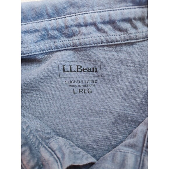 Men's L.L. Bean Slightly Fitted Long Sleeve Polo Blue Large - Picture 4 of 6